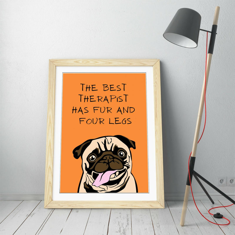 Funny Pet Wall Art - Framed Wall Art Featuring Pet Quote Poster With Wood Grain Frame
