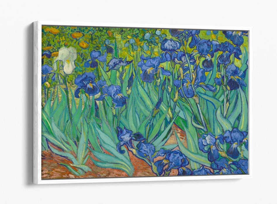 VAN GOGH IRISES -FLOAT EFFECT CANVAS WALL ART PIC PRINT- BLUE GREEN