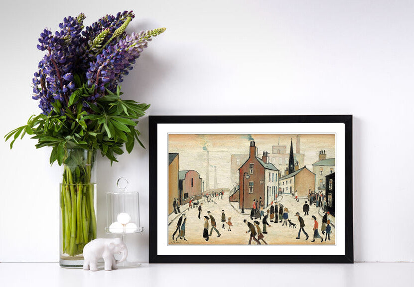 Street Scene People FRAMED WALL ART PRINT PAINTING Artwork 4 SIZE LS Lowry Style