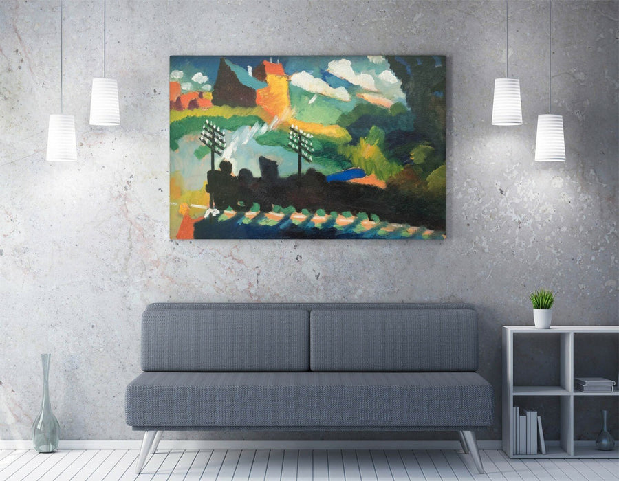 Canvas Wall Art Print | Wassily Kandinsky Railroad At Murnau | Premium Abstract Blue Artwork