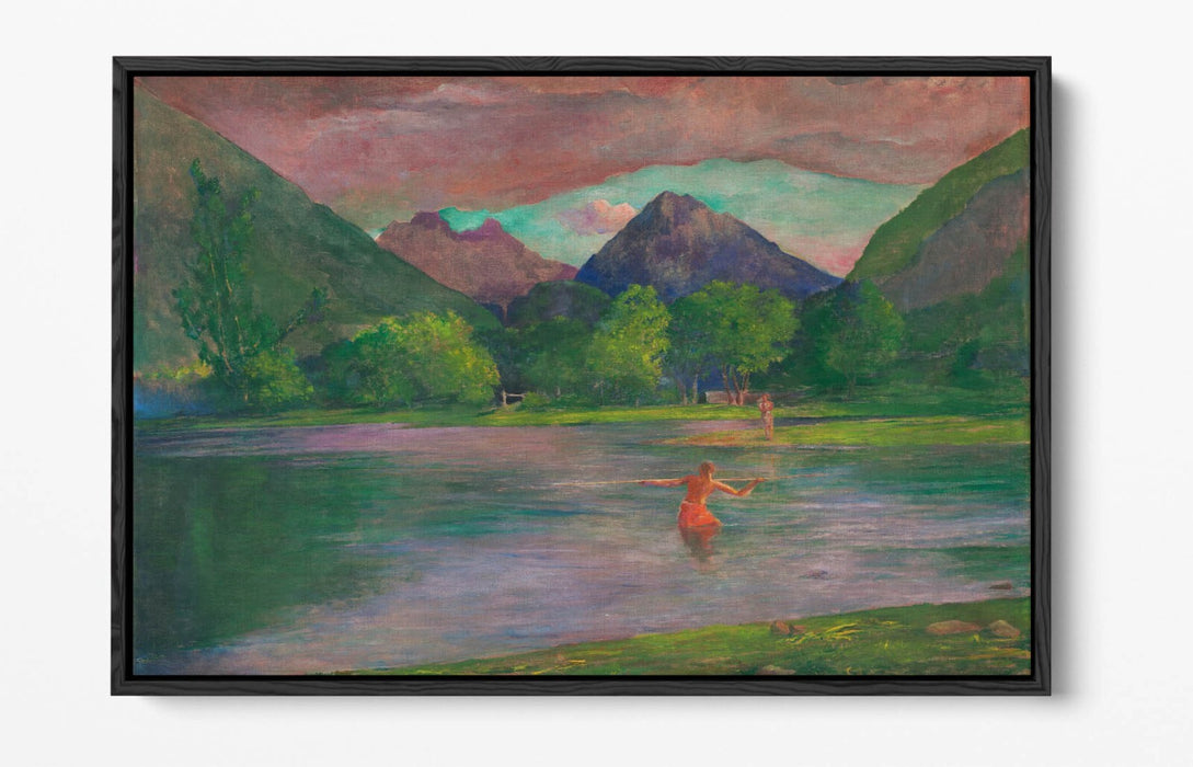 Canvas Wall Art Print - Fisherman Spearing Fish | Float Effect Canvas Decor