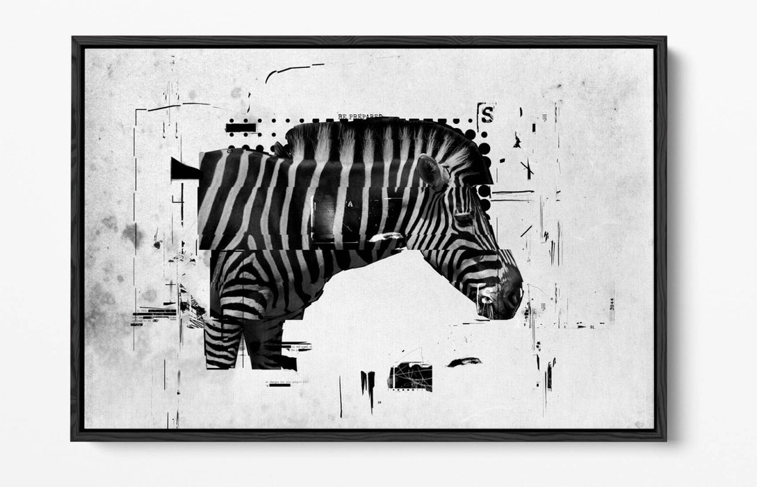 ZEBRA GLITCH ABSTRACT ARTWORK HOME DECOR -FLOAT EFFECT CANVAS WALL ART PRINT