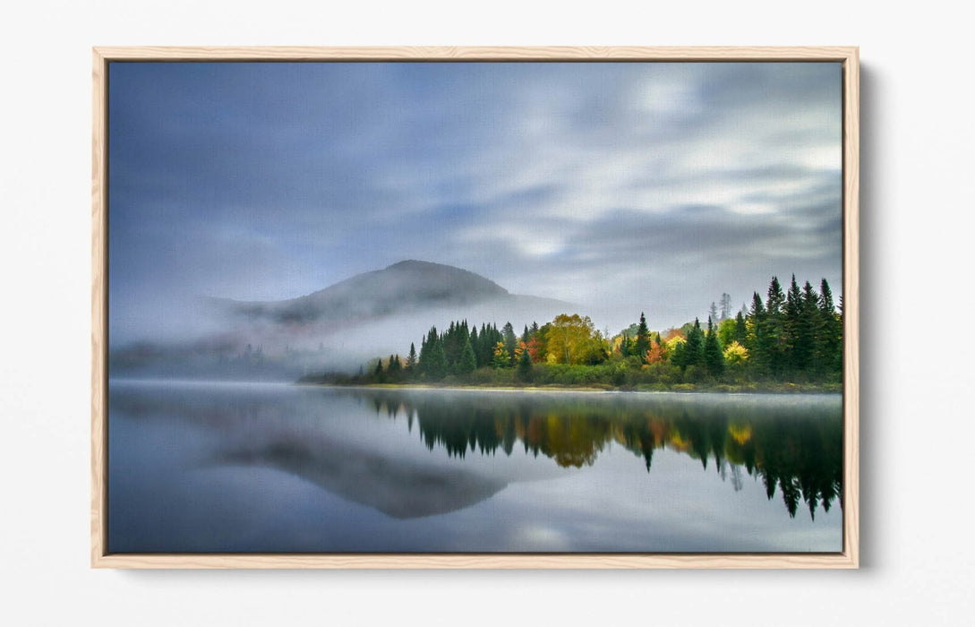 Canvas Wall Art | Lake Forest & Mountain Reflection Float Effect Print - Handmade UK
