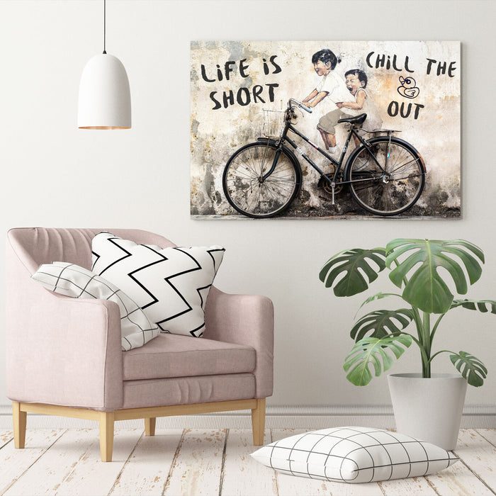 LIFE IS SHORT CANVAS WALL GRAFFITI ART PRINT ARTWORK FRAMED POSTER NOT BANKSY