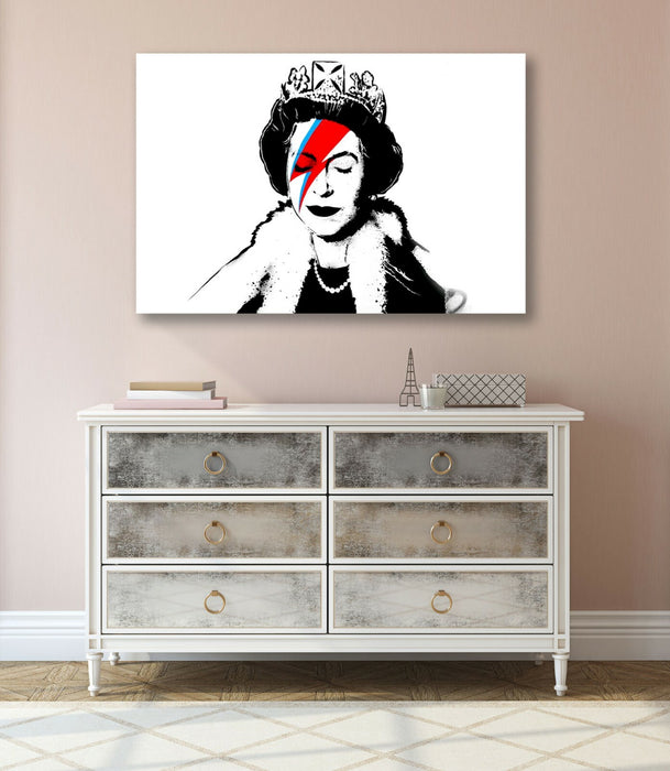 BANKSY CANVAS WALL ART PRINT ARTWORK  Queen David Bowie RED