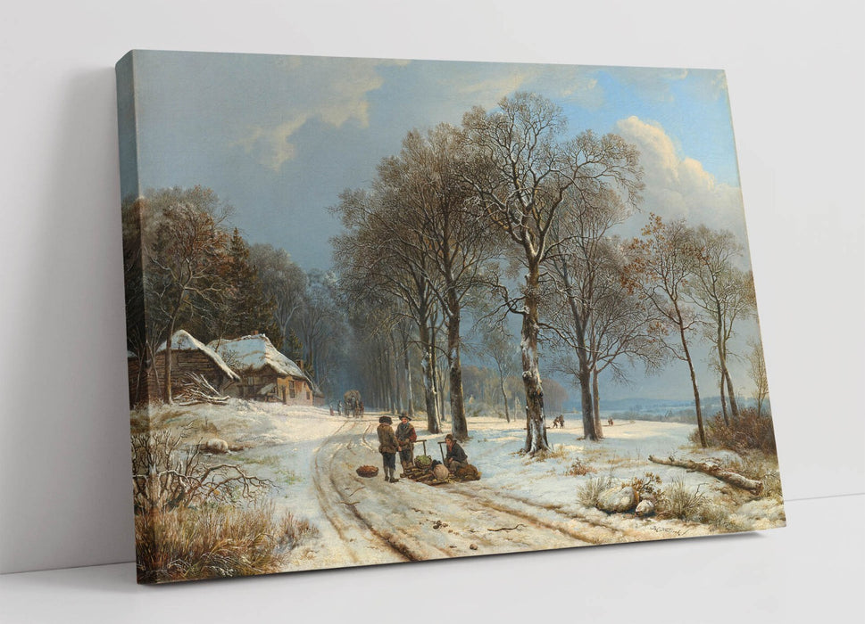 Canvas Wall Art – Handmade Barend Cornelis Koekkoek Winter Landscape Print | Premium Varnish Finish