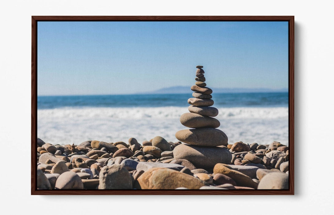 Canvas Wall Art – Stacked Zen Stones Float Effect Canvas Print | Beach Home Decor