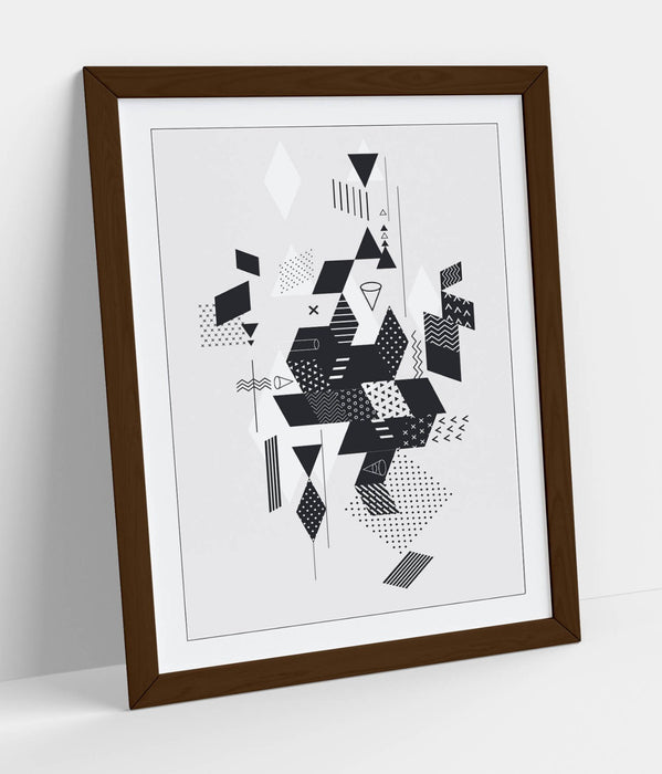 Abstract Black White Art - Framed Wall Art Print | Modern Bedroom Decor Poster