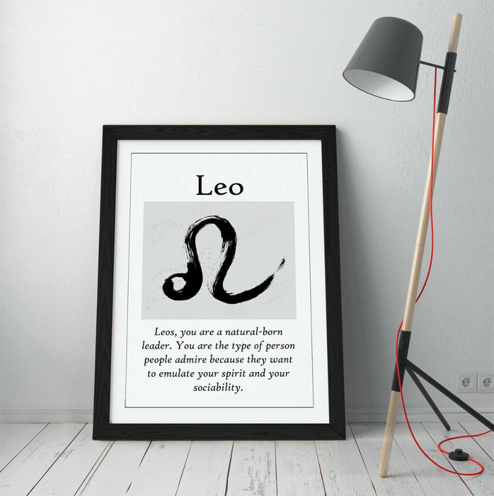 LEO STAR SIGN ZODIAC ASTOLOGY QUOTE SLOGAN -FRAMED WALL ART PICTURE PRINT