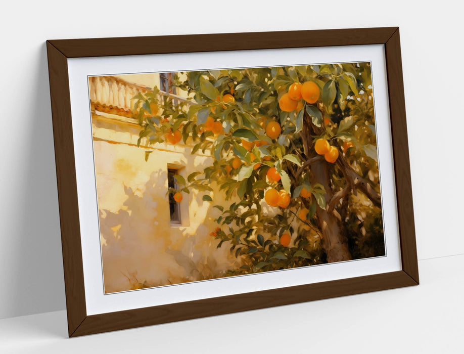 Impressionist Wall Art – Framed Orange Tree Poster Print With Faux Wood Frame