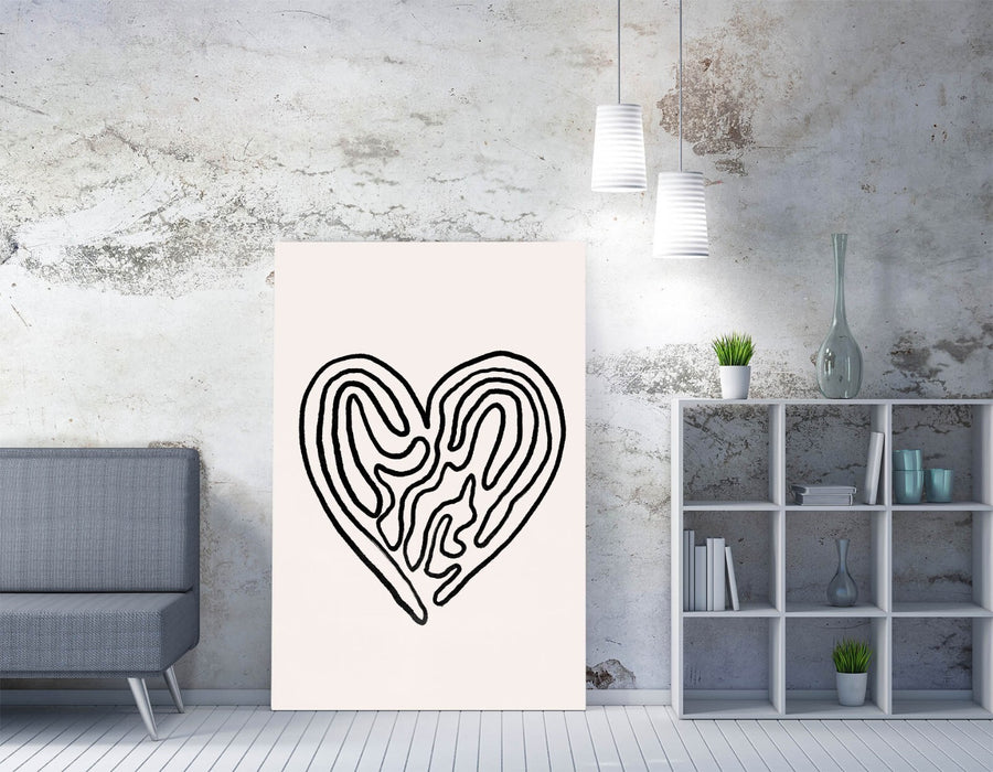 Heart Minimalist Canvas - Premium Handmade UK Canvas Wall Art Print For Bedroom Decor