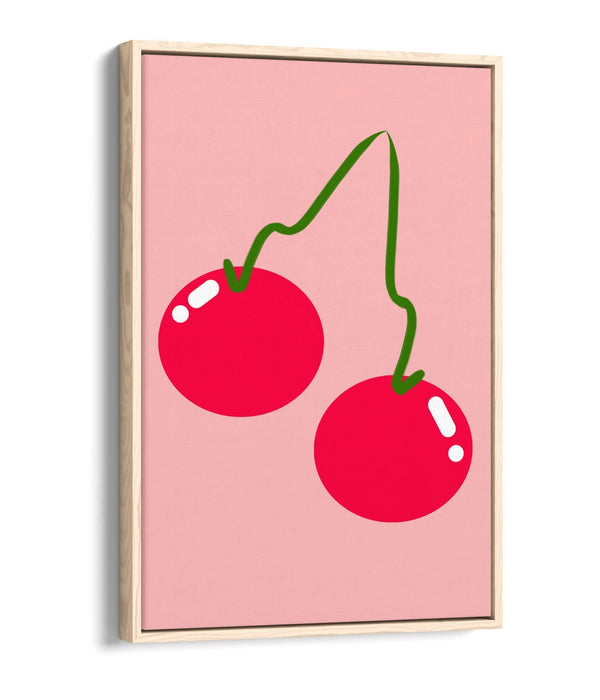CHERRIES TRENDY MINIMALIST KITCHEN CHERRY -FLOAT EFFECT CANVAS WALL ART PRINT