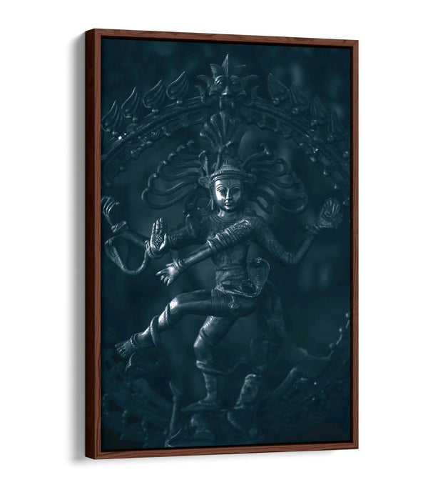 Canvas Wall Art – Dancing Shiva Hinduism Float Effect Print on Grey Canvas