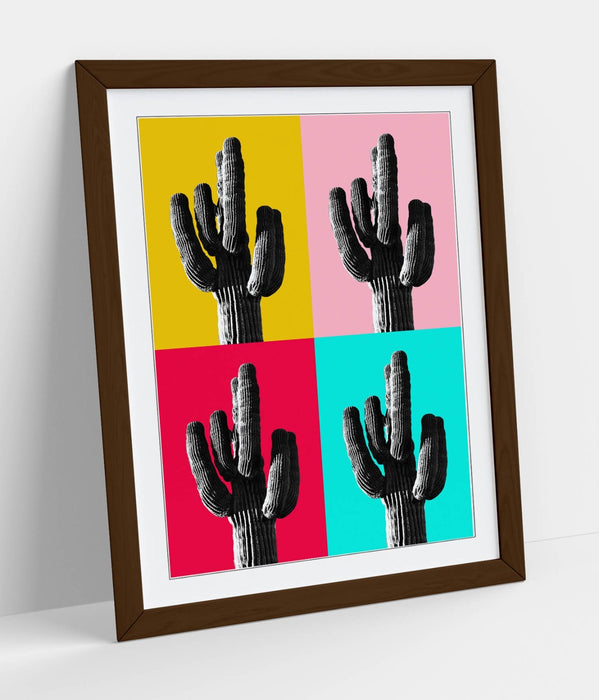TRENDY B&W CACTUS POP ART MULTI-COLOUR -ART FRAMED POSTER PICTURE PRINT ARTWORK