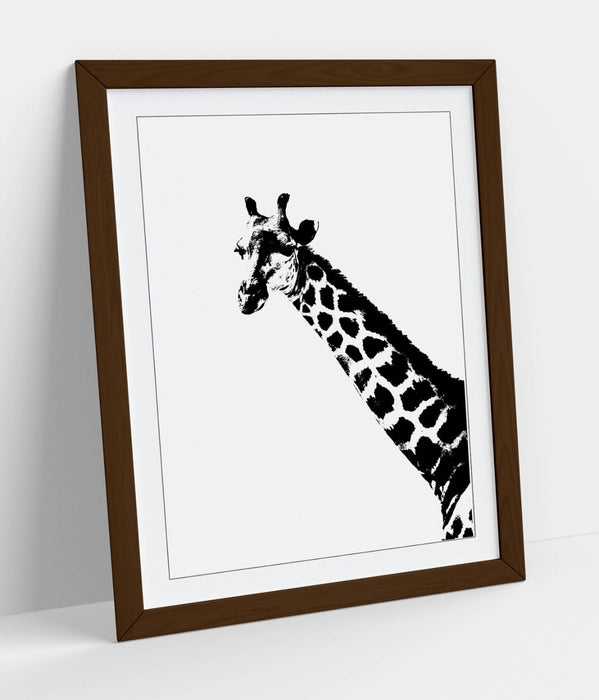 GIRAFFE HEAD, BLACK AND WHITE ANIMALS -WALL ART PRINT POSTER ARTWORK