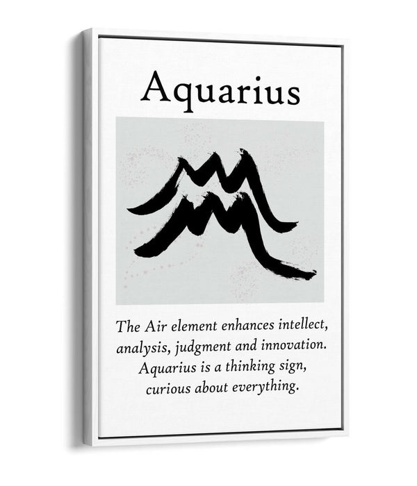 AQUARIUS STAR SIGN ZODIAC ASTROLOGY QUOTE -FLOAT EFFECT CANVAS WALL ART PRINT