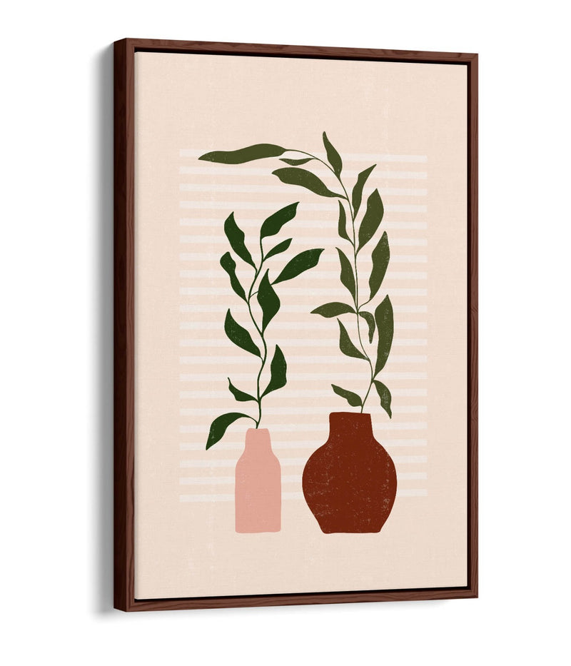 Boho Canvas Wall Art - Minimalist Botanical Canvas Print With Float Effect Frame