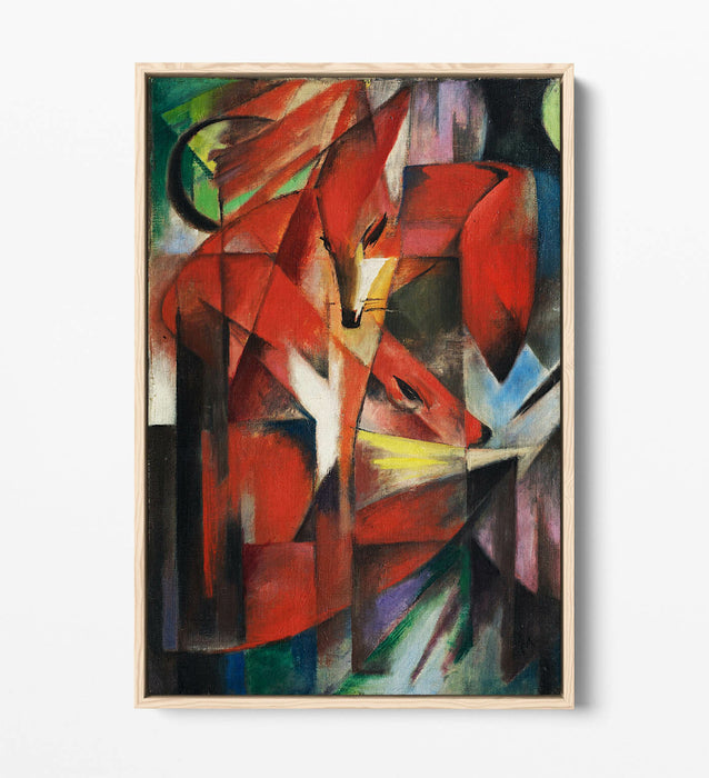 Canvas Wall Art – Franz Marc The Foxes Float Effect Print on Blue Navy Canvas