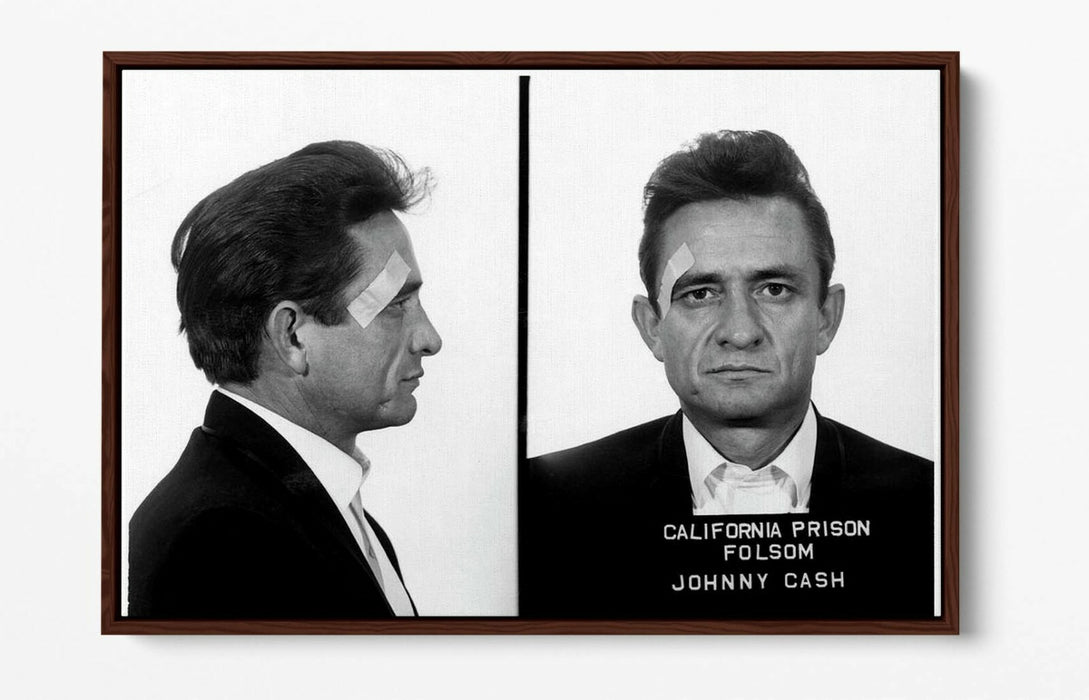 JOHNNY CASH MUGSHOT 2 -FLOAT EFFECT CANVAS WALL ART PIC PRINT- BLACK & WHITE