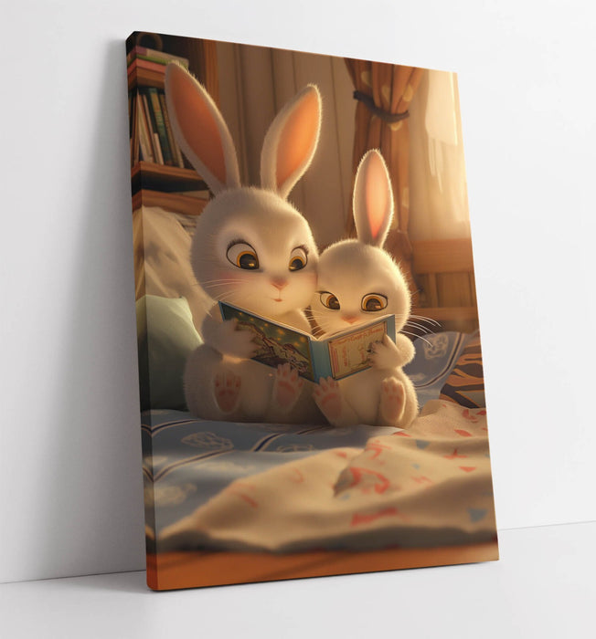 Bunny Canvas Wall Art – Handmade Canvas Print for Kids Bedroom Decor