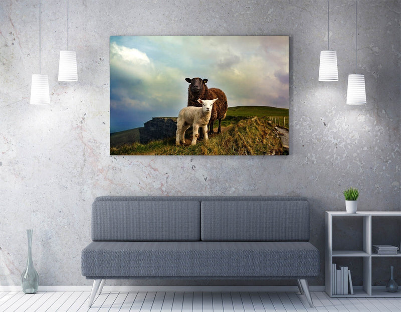 Irish Sheep Canvas - Mountain Landscape Art | Framed Wall Decor With Premium Varnish Finish