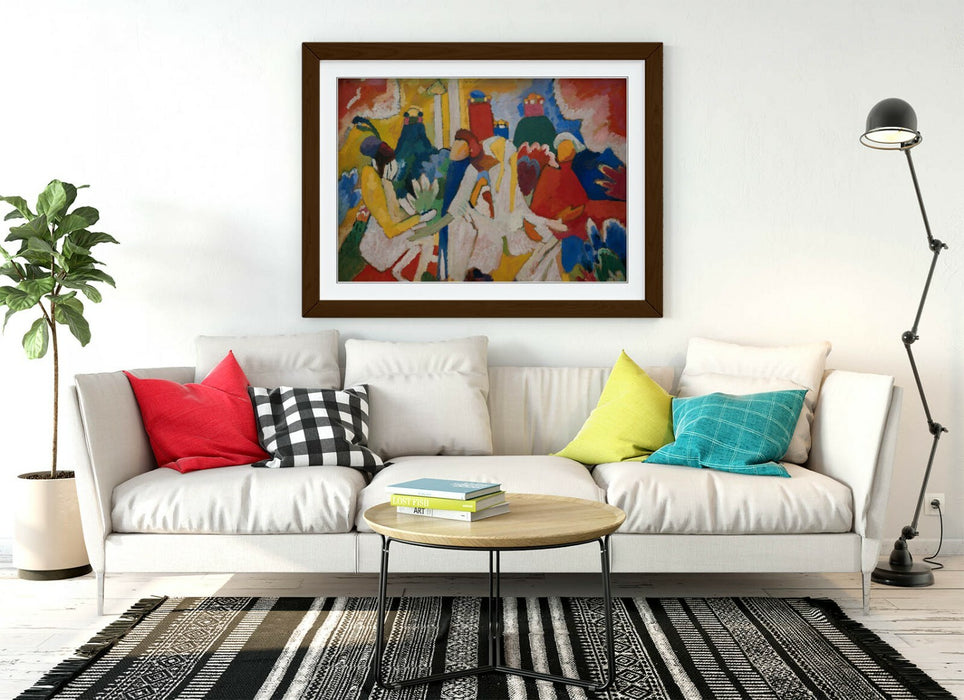 WASSILY KANDINSKY, ORIENTAL -FRAMED WALL ART PICTURE PRINT ARTWORK- RED YELLOW