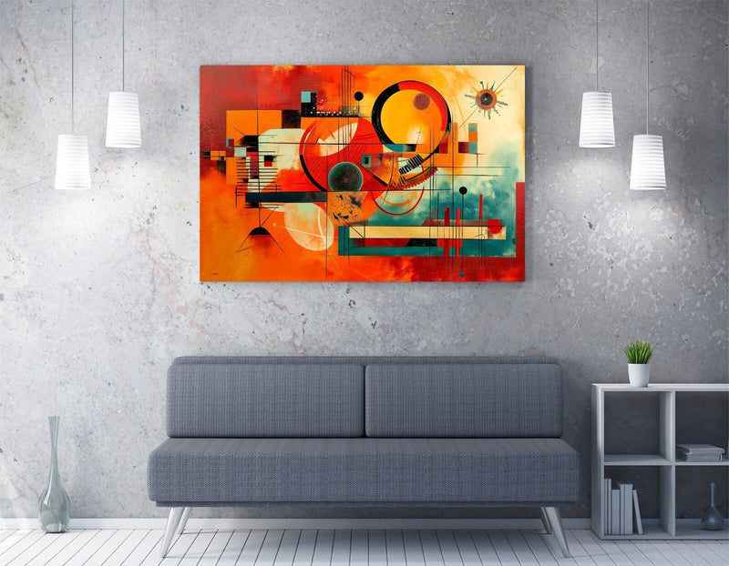 Abstract Canvas Wall Art - Orange Blue Kandinsky Style Modern Wall Decor Print