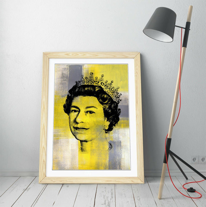 QUEEN YELLOW GREY -FRAMED ART POSTER PICTURE PRINT ARTWORK- BLACK