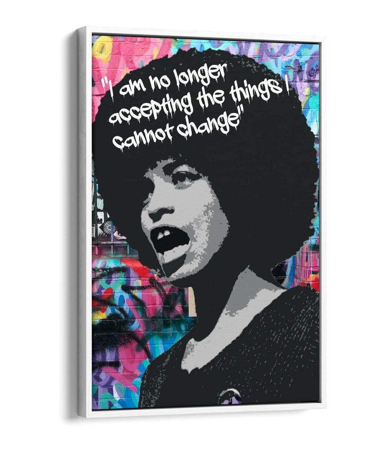 Float Effect Canvas Art - Angela Davis Activist Graffiti Quote Print on Handmade Canvas