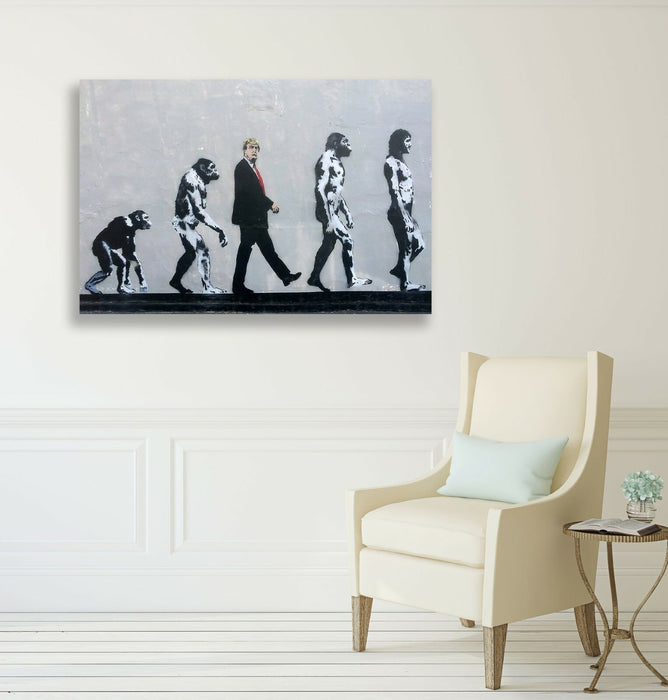 BANKSY DONALD TRUMP EVOLUTION CANVAS WALL ART PICTURE PRINT ARTWORK GRAFFITI NEW