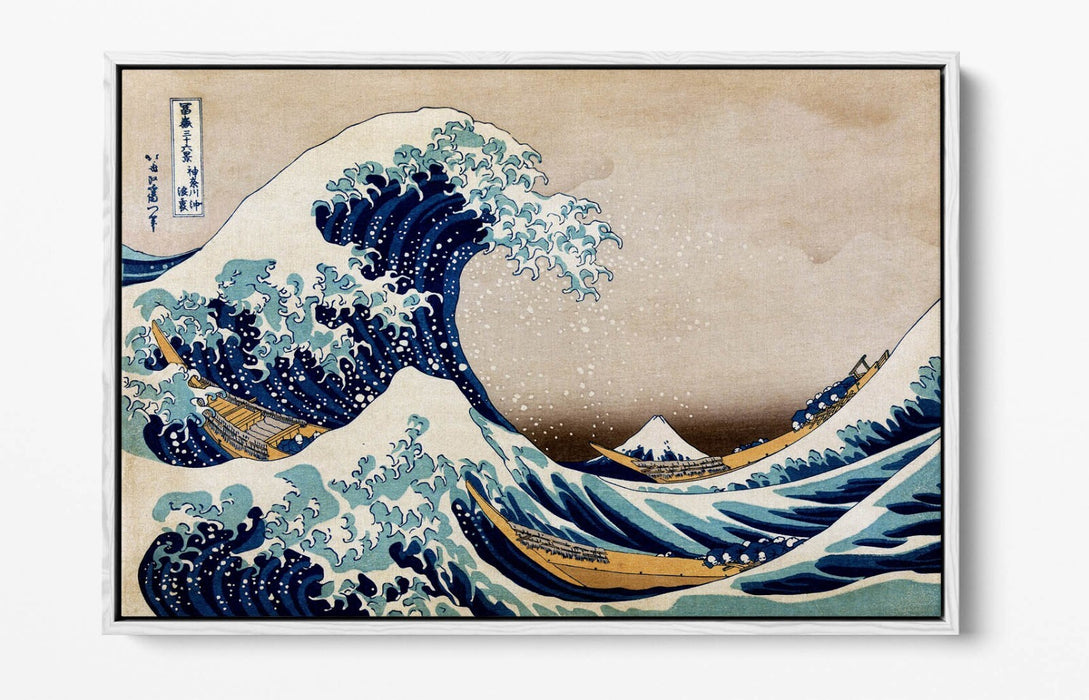 HOKUSAI UNDER THE GREAT WAVE OFF KANAGAWA FLOAT EFFECT CANVAS WALL ART PIC PRINT