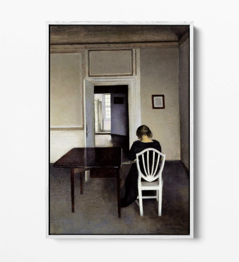 Canvas Wall Art | Vilhelm Hammershoi Interior With Ida - Stylish Float Effect Print
