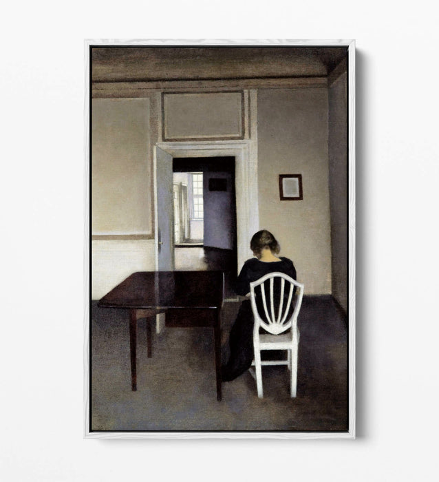 VILHELM HAMMERSHOI INTERIOR WITH IDA -FLOAT EFFECT CANVAS WALL ART PICTURE PRINT
