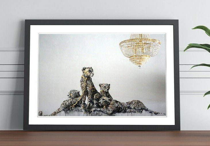 Banksy Framed Art Poster – Urban Street Art Print With Woodgrain Frame Design