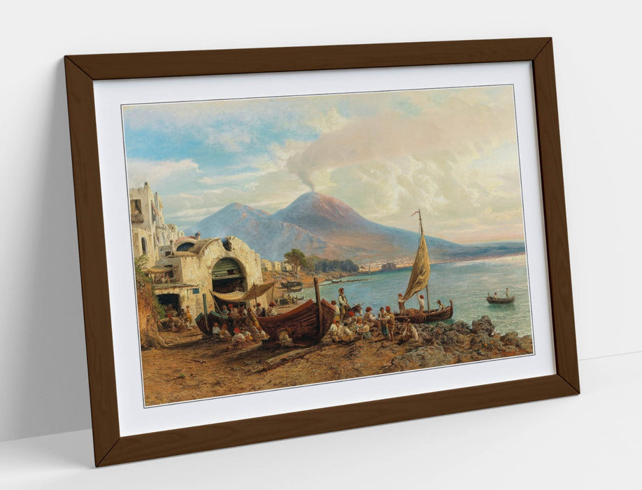 Framed Wall Art Poster - Fisherman In Bay Of Naples | Uk Handmade Frame