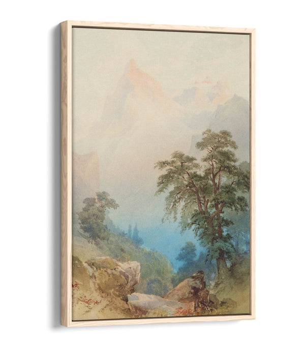 NICHOLAS CHEVALIER, A VIEW OF THE ALPS -FLOAT EFFECT CANVAS WALL ART PRINT