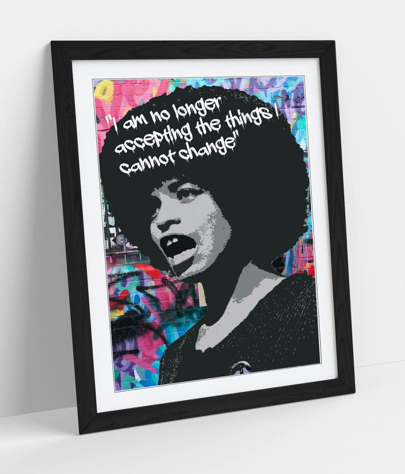 Framed Poster Art – Angela Davis Quote Graffiti Activist Print with Handmade UK Frame