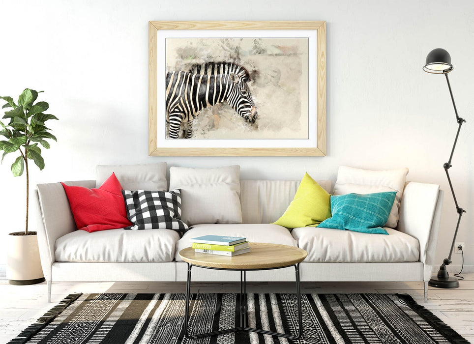 ZEBRA GLITCH ABSTRACT ARTWORK HOME DECOR 2 -FRAMED ART POSTER PICTURE PRINT