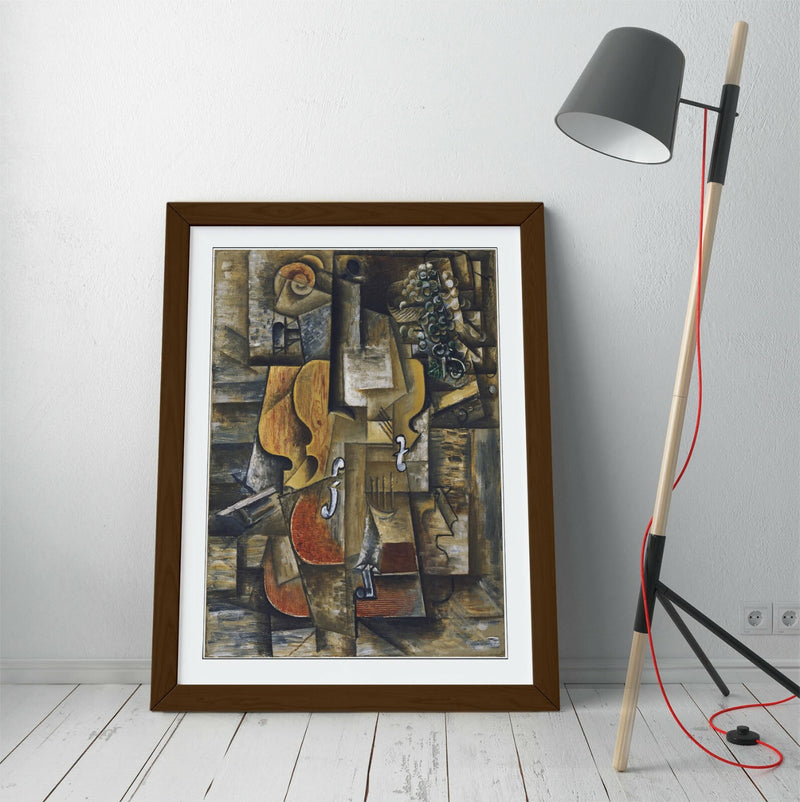 Picasso Framed Poster - Violin Artwork With Grape Art Print | Handmade UK Poster