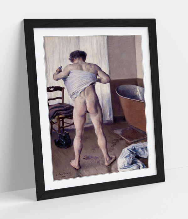 Framed Wall Art Poster - Gustave Caillebotte Man At His Bath, Matte Paper Print