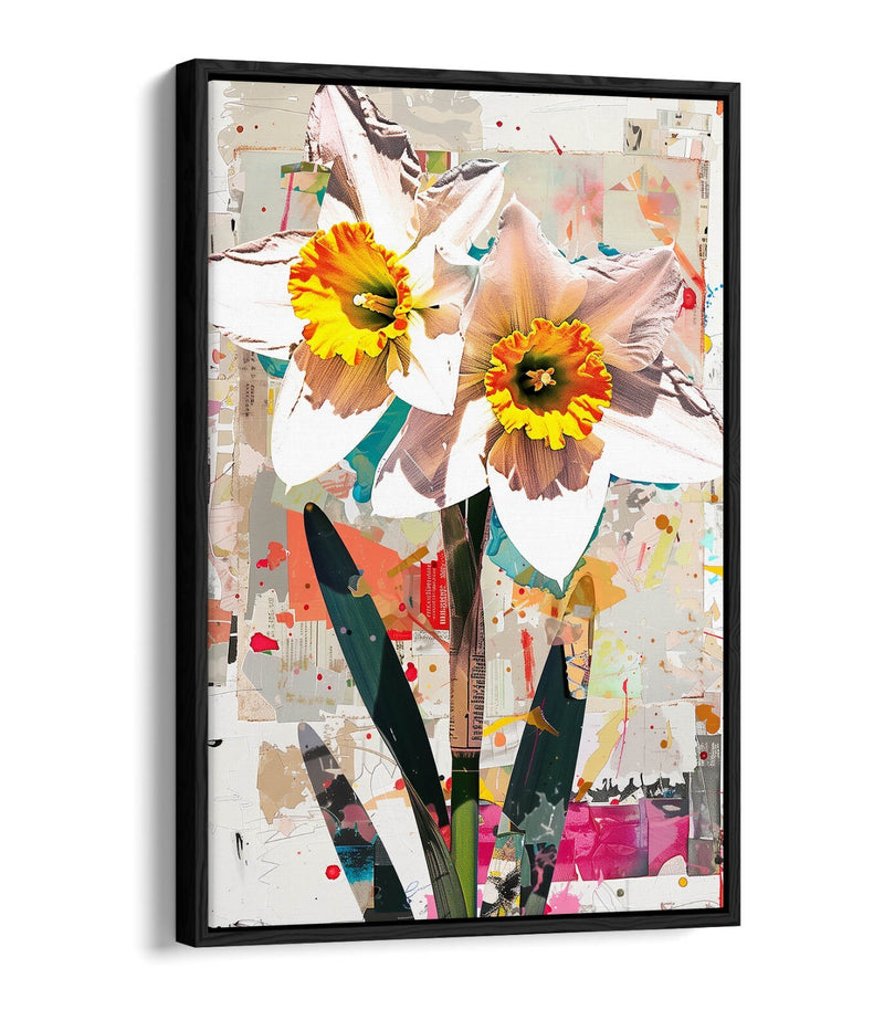 Float Effect Canvas Art - Daffodil Flower Artwork on Premium 30mm Deep Frame