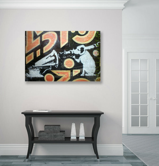 BANKSY HMV DOG GRAFFITI CANVAS WALL STREET ART PRINT ARTWORK DEEP FRAMED