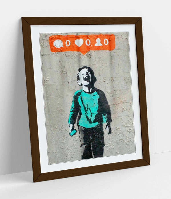 BANKSY "NO SOCIAL MEDIA" -FRAMED WALL ART PICTURE PRINT- GRAFFITI STREETART