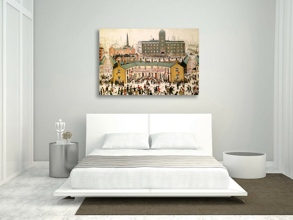 VE DAY VICTORY IN EUROPE CANVAS WALL ART PRINT ARTWORK PAINTING Ls Lowry style
