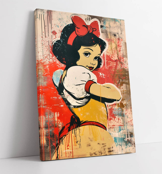 Canvas Wall Art - Edgy Snow White Red Splash Graffiti Urban Home Decor Print