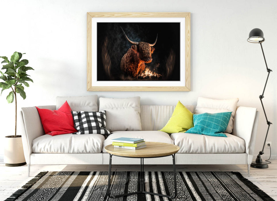 Highland Cow Wall Art – Framed Rustic Farmhouse Print | Handmade UK Decor