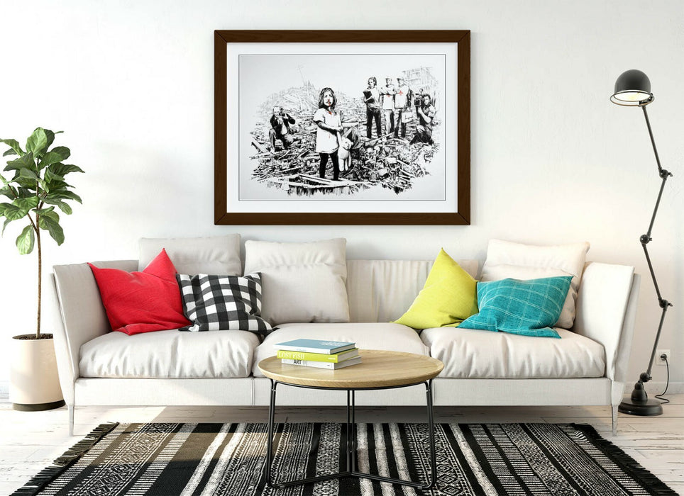 BANKSY MEDIA -ART FRAMED POSTER PICTURE PRINT ARTWORK- BLACK & WHITE