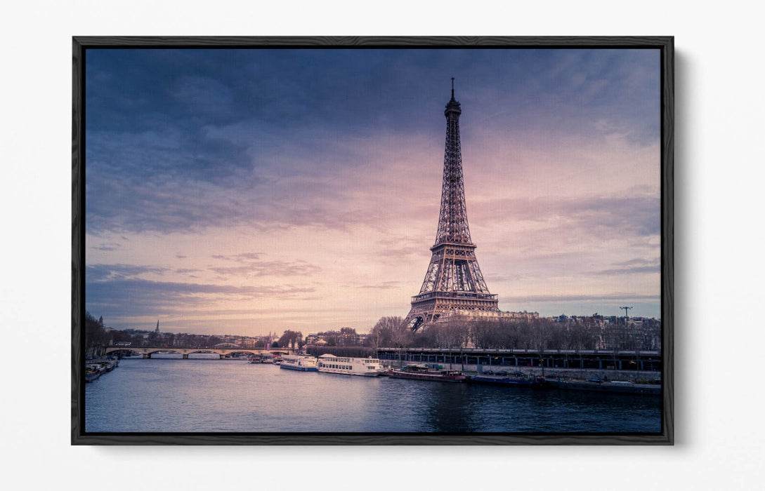 Canvas Wall Art – Paris River Landscape With Eiffel Tower | Float Effect Print
