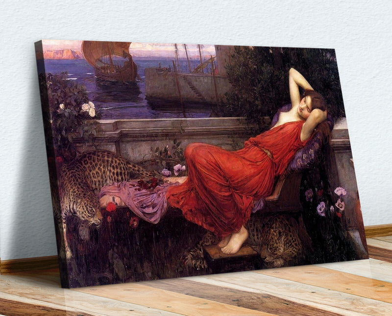 Canvas Wall Art – Framed John William Waterhouse Ariadne Print | Red Wall Decor