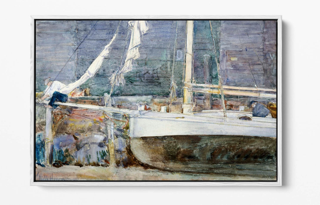 Canvas Wall Art - Childe Hassam Drydock Gloucester | Float Effect Premium Frame